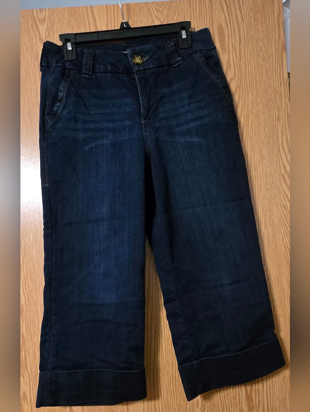 Maurices Dark Blue Wide Leg Cropped Jeans